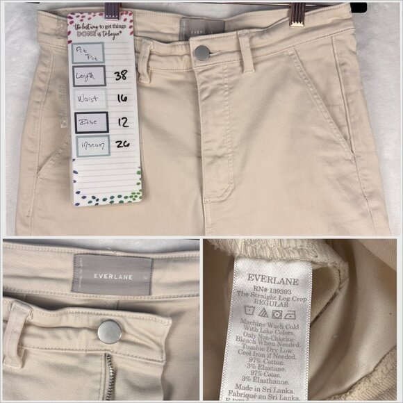 EVERLANE WOMENS THE UTILITY STRAIGHT-LEG CROP PANT Bone SZ 10 Minimalist Chic - Picture 9 of 9